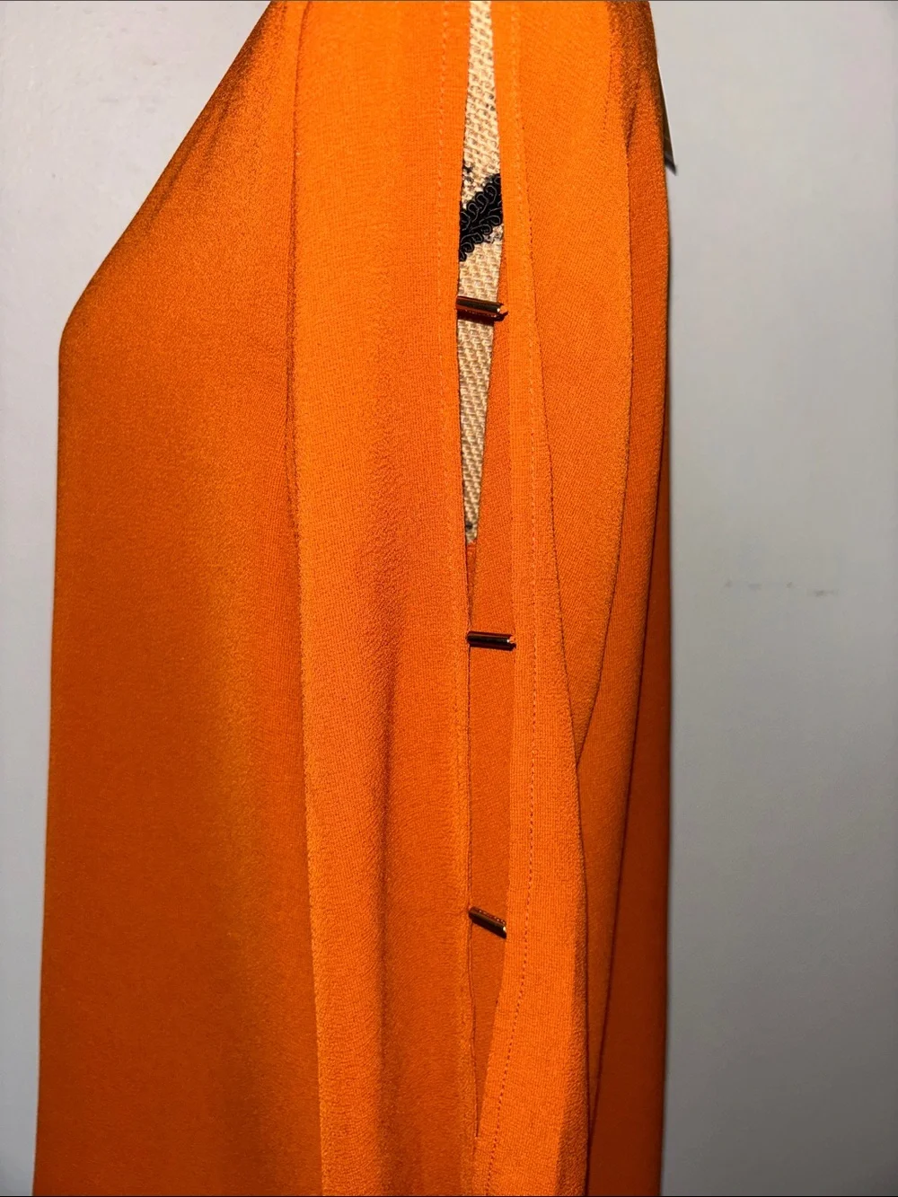 Michael Kors Burnt Orange open Long Sleeve Boatneck Blouse